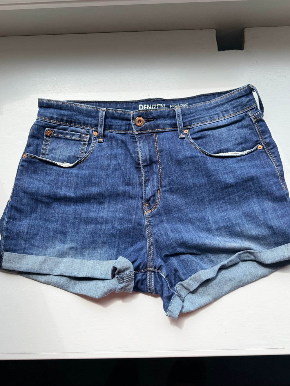 Levi's Dark Blue Rolled Hem Denim Shorts